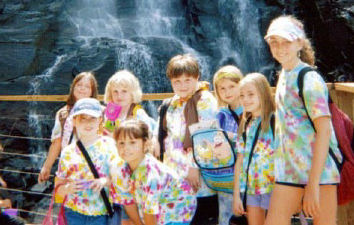 Troop members at the bottom of Hickory Nut Falls